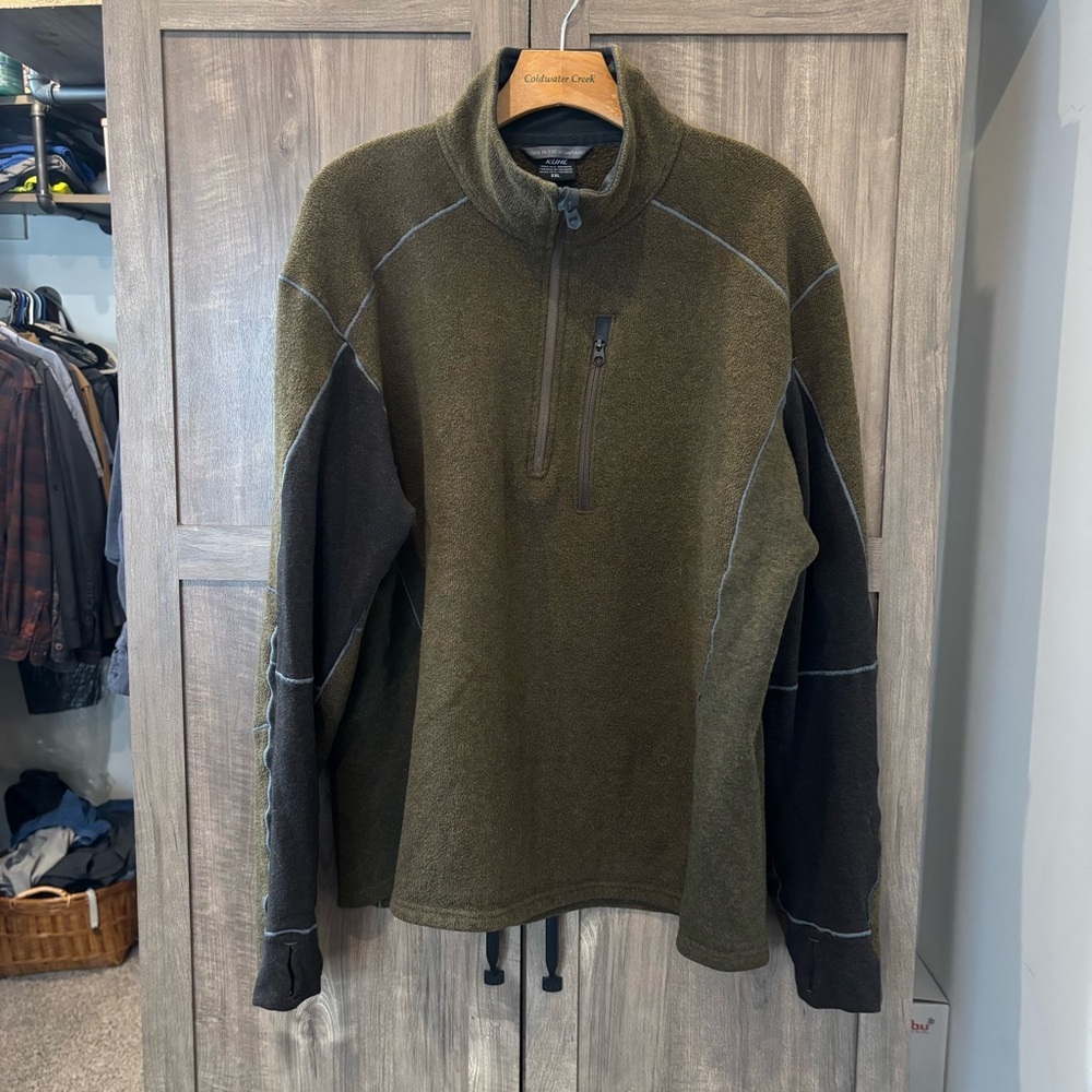 Kuhl Pullover 1/4 Zip Revel XXL Sweater Green Brown